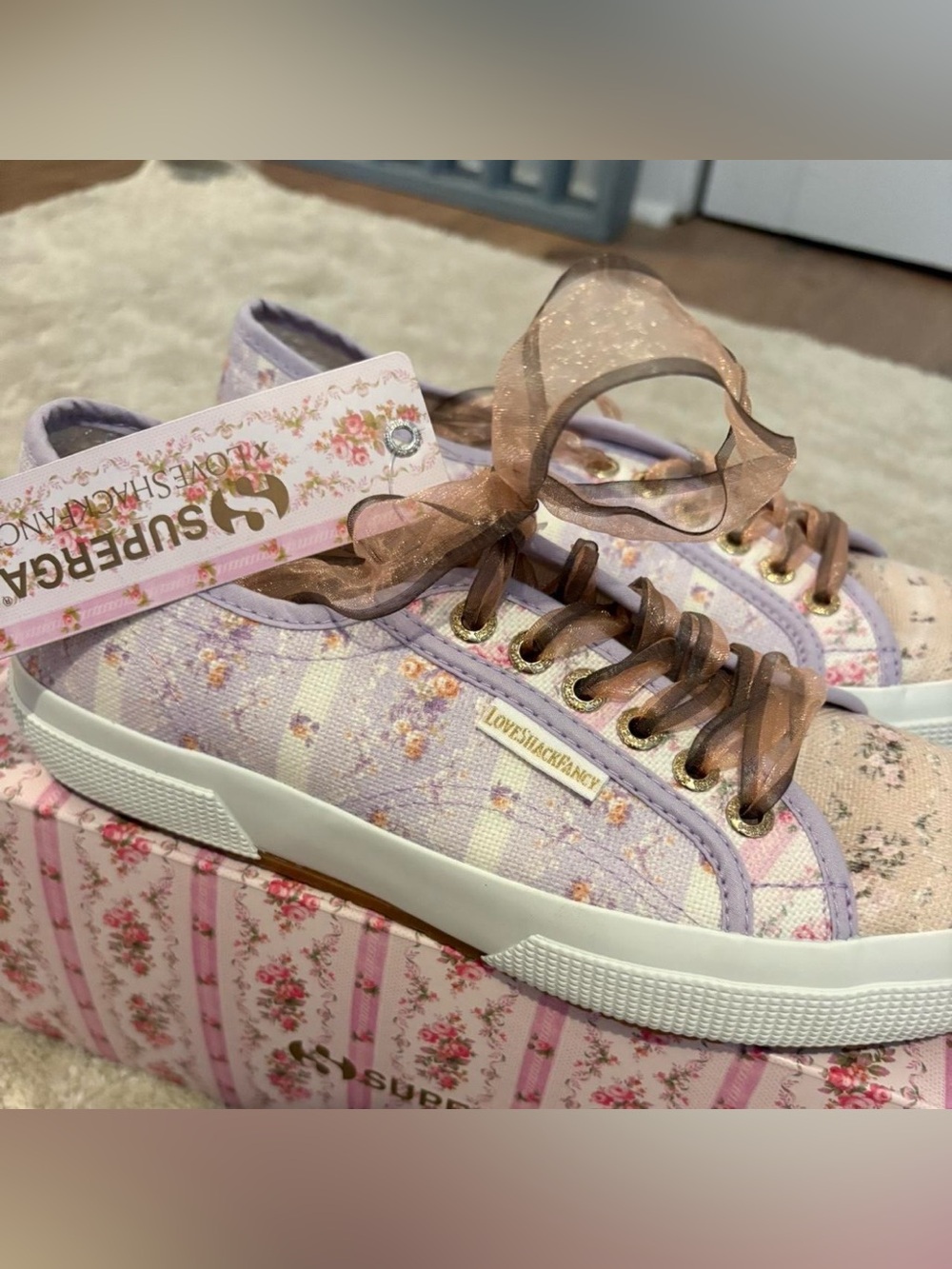 LoveShackFancy x superga Lavender Pink Floral Sneakers